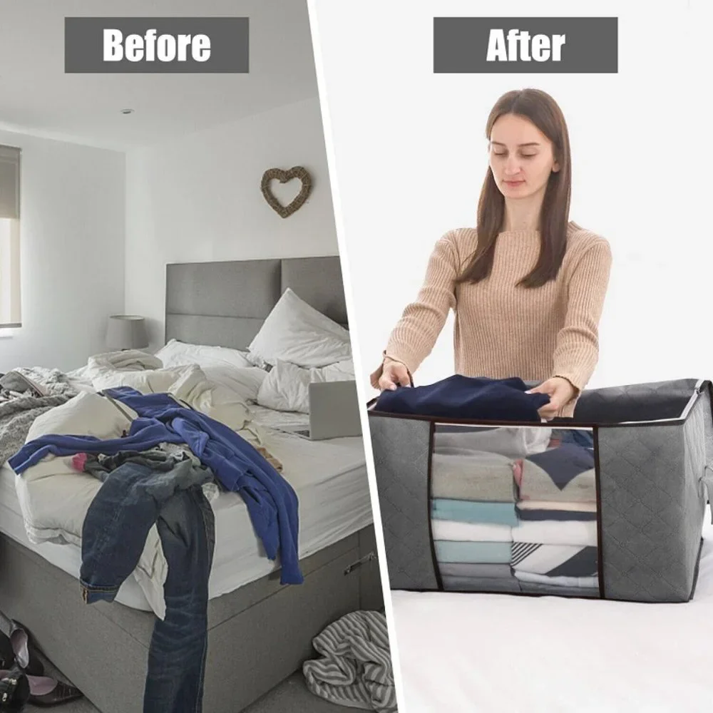 Large Folding Storage Bags (4 Pack) Anti Dust Clothes Storage Bags